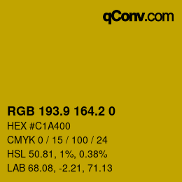 カラーコード: RGB 193.9 164.2 0 | qconv.com