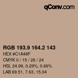 Color code: RGB 193.9 164.2 143 | qconv.com