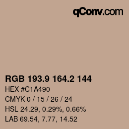 Color code: RGB 193.9 164.2 144 | qconv.com