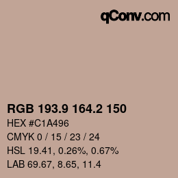 カラーコード: RGB 193.9 164.2 150 | qconv.com