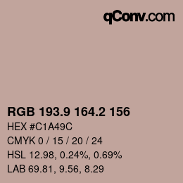 Color code: RGB 193.9 164.2 156 | qconv.com