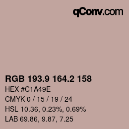 カラーコード: RGB 193.9 164.2 158 | qconv.com