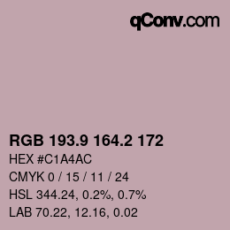 Color code: RGB 193.9 164.2 172 | qconv.com
