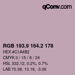 カラーコード: RGB 193.9 164.2 178 | qconv.com