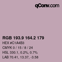 Color code: RGB 193.9 164.2 179 | qconv.com