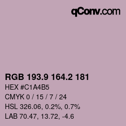Color code: RGB 193.9 164.2 181 | qconv.com