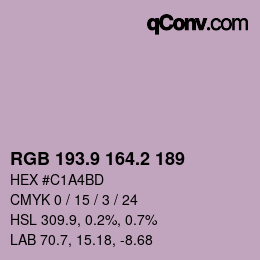 カラーコード: RGB 193.9 164.2 189 | qconv.com