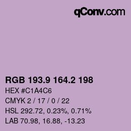 Color code: RGB 193.9 164.2 198 | qconv.com