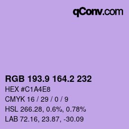 Color code: RGB 193.9 164.2 232 | qconv.com