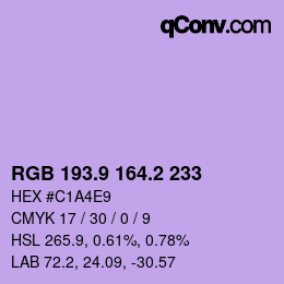 カラーコード: RGB 193.9 164.2 233 | qconv.com