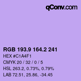 Color code: RGB 193.9 164.2 241 | qconv.com