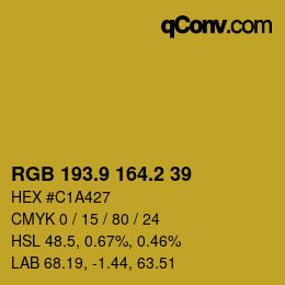 カラーコード: RGB 193.9 164.2 39 | qconv.com