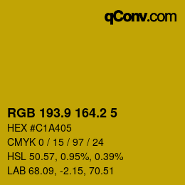 カラーコード: RGB 193.9 164.2 5 | qconv.com