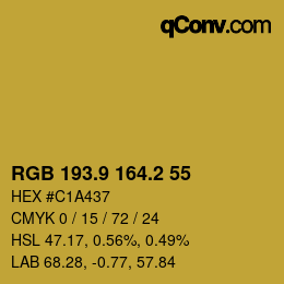 カラーコード: RGB 193.9 164.2 55 | qconv.com