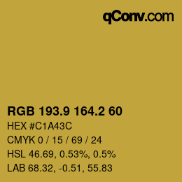 カラーコード: RGB 193.9 164.2 60 | qconv.com