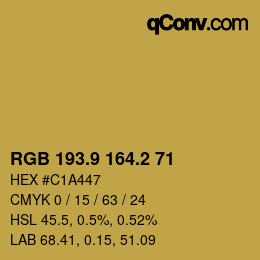 Color code: RGB 193.9 164.2 71 | qconv.com
