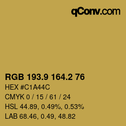 Color code: RGB 193.9 164.2 76 | qconv.com