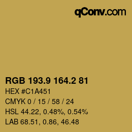 Color code: RGB 193.9 164.2 81 | qconv.com