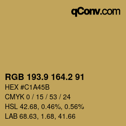 Color code: RGB 193.9 164.2 91 | qconv.com
