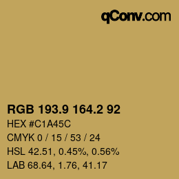 カラーコード: RGB 193.9 164.2 92 | qconv.com
