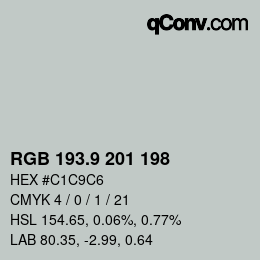 Color code: RGB 193.9 201 198 | qconv.com