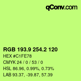 カラーコード: RGB 193.9 254.2 120 | qconv.com