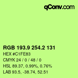 カラーコード: RGB 193.9 254.2 131 | qconv.com