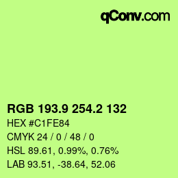 カラーコード: RGB 193.9 254.2 132 | qconv.com