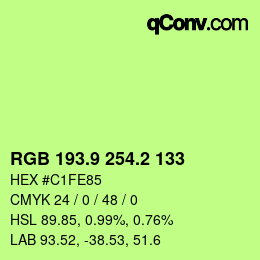カラーコード: RGB 193.9 254.2 133 | qconv.com