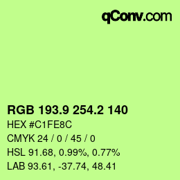 カラーコード: RGB 193.9 254.2 140 | qconv.com