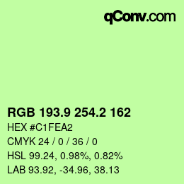 カラーコード: RGB 193.9 254.2 162 | qconv.com