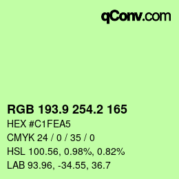 カラーコード: RGB 193.9 254.2 165 | qconv.com