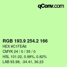 カラーコード: RGB 193.9 254.2 166 | qconv.com