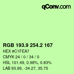 カラーコード: RGB 193.9 254.2 167 | qconv.com