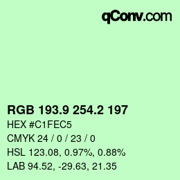 カラーコード: RGB 193.9 254.2 197 | qconv.com