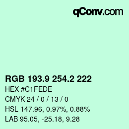 カラーコード: RGB 193.9 254.2 222 | qconv.com