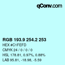 Color code: RGB 193.9 254.2 253 | qconv.com