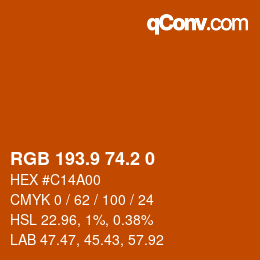 Color code: RGB 193.9 74.2 0 | qconv.com