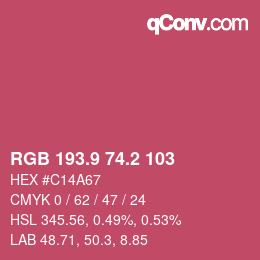 カラーコード: RGB 193.9 74.2 103 | qconv.com