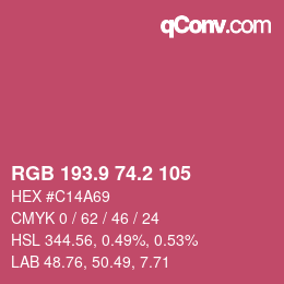 カラーコード: RGB 193.9 74.2 105 | qconv.com