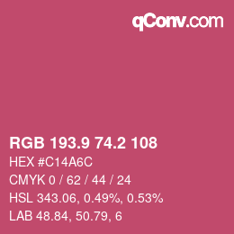 カラーコード: RGB 193.9 74.2 108 | qconv.com