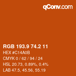 カラーコード: RGB 193.9 74.2 11 | qconv.com