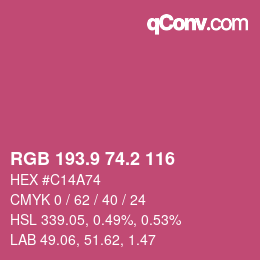 カラーコード: RGB 193.9 74.2 116 | qconv.com