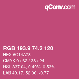 カラーコード: RGB 193.9 74.2 120 | qconv.com
