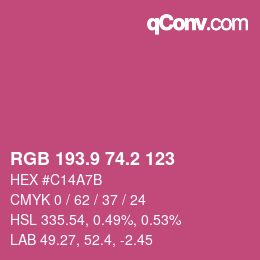 カラーコード: RGB 193.9 74.2 123 | qconv.com