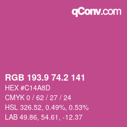 カラーコード: RGB 193.9 74.2 141 | qconv.com