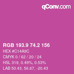 カラーコード: RGB 193.9 74.2 156 | qconv.com