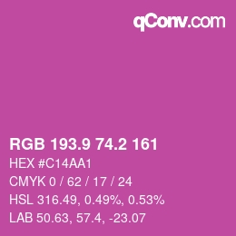 カラーコード: RGB 193.9 74.2 161 | qconv.com