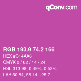 カラーコード: RGB 193.9 74.2 166 | qconv.com