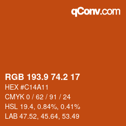 カラーコード: RGB 193.9 74.2 17 | qconv.com